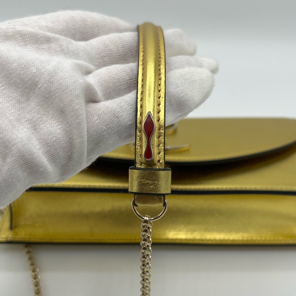 COPY - Brand New Louboutin Gold Clutch On Chain Loubi54 leather handbag - Picture 8 of 14